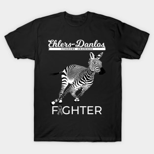 Ehlers Danlos Awareness Fighter Zebra Light Text T-Shirt